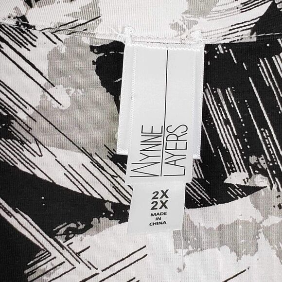 Wynne Layers Popover Shirt Tunic Plus Size 2X LS Shirt Top Blouse Tropical Black - Picture 6 of 12